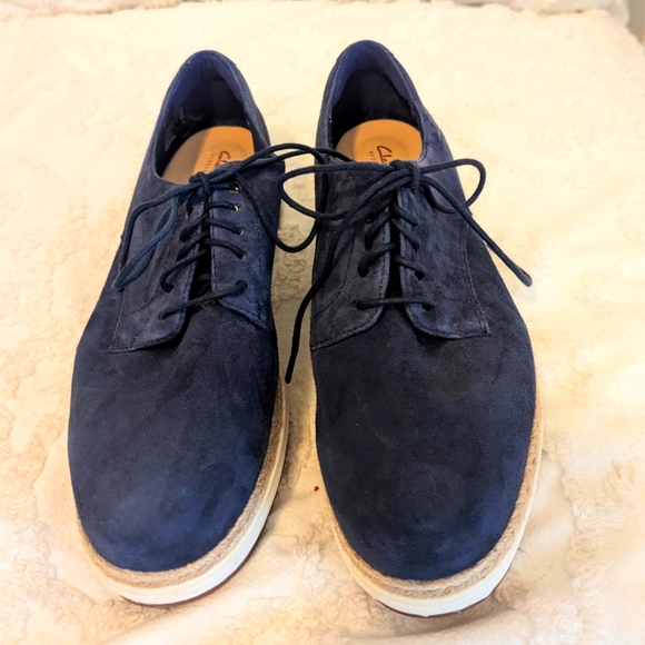 Clarks Shoes - Clark's lue Suede Platform Teadale Oxford Shoes Size 9.5